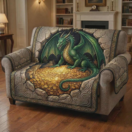 Dragon Treasure Sofa Cover, Fantasy Printed Couch Cover Living Room Decor