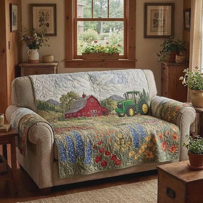 Farmhouse Sofa Cover, Country Tractor Couch Throw Rustic Living Room Decor